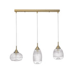Suspension Mond / verre clair -3 x E14, doré