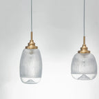 Suspension Mond / verre clair -3 x E14, doré