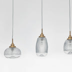 Suspension Mond / verre clair -3 x E14, doré