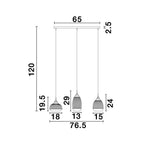 Suspension Mond / verre clair -3 x E14, doré