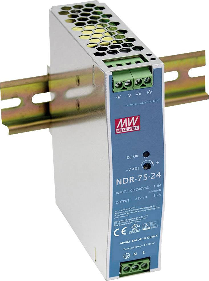 Alimentation LED rail DIN Mean Well NDR-75-24 75 W 24 V