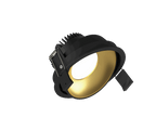 Fido 108 is een richtbare downlight met 800Lm, 2200-3000K, CRI 93, 10,3W. Bundelhoek 80°, Triac-dimbaar, afwerking Black/Gold, IP20.