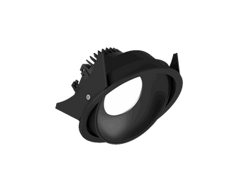 Fido 108 is een richtbare downlight met 800Lm, 2200-3000K, CRI 93, 10,3W. Bundelhoek 80°, Triac-dimbaar, afwerking Black/Black, IP20.