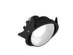 Fido 108 is an adjustable downlight with 800Lm, 3000K, CRI 93, 10.3W. Beam angle 80°, Triac dimmable, finish Black/White, IP20.