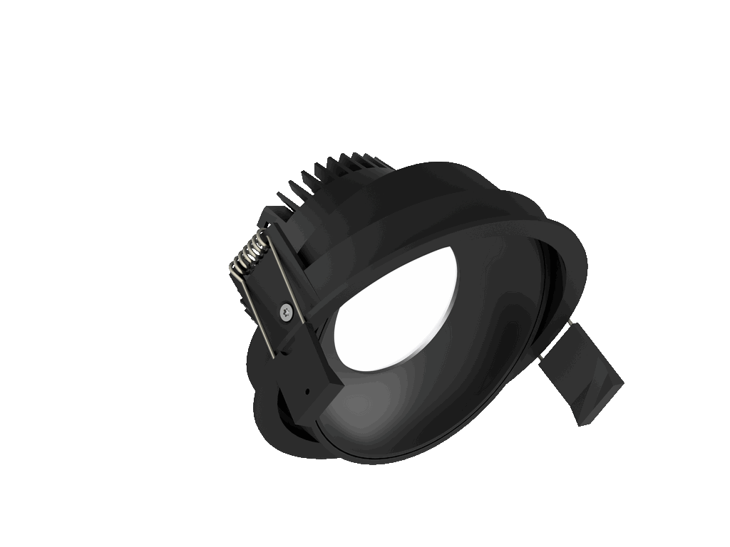 Fido 108 is een richtbare downlight met 800Lm, 2200-3000K, CRI 93, 10,3W. Bundelhoek 80°, Triac-dimbaar, afwerking Black/Black, IP20.