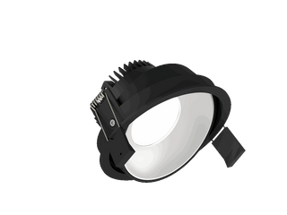Fido 108 is een richtbare downlight met 800Lm, 2200-3000K, CRI 93, 10,3W. Bundelhoek 80°, Triac-dimbaar, afwerking Black/White, IP20.