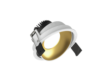 Fido 108 is een richtbare downlight met 800Lm, 2700K, CRI 93, 10,5W. Bundelhoek 80°, Triac-dimbaar, afwerking White/Gold, IP20.