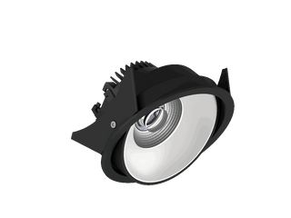 Fido 108 is een richtbare downlight met 800Lm, 4000K, CRI 93, 10,1W. Bundelhoek 40°, Triac-dimbaar, afwerking Black/White, IP20.