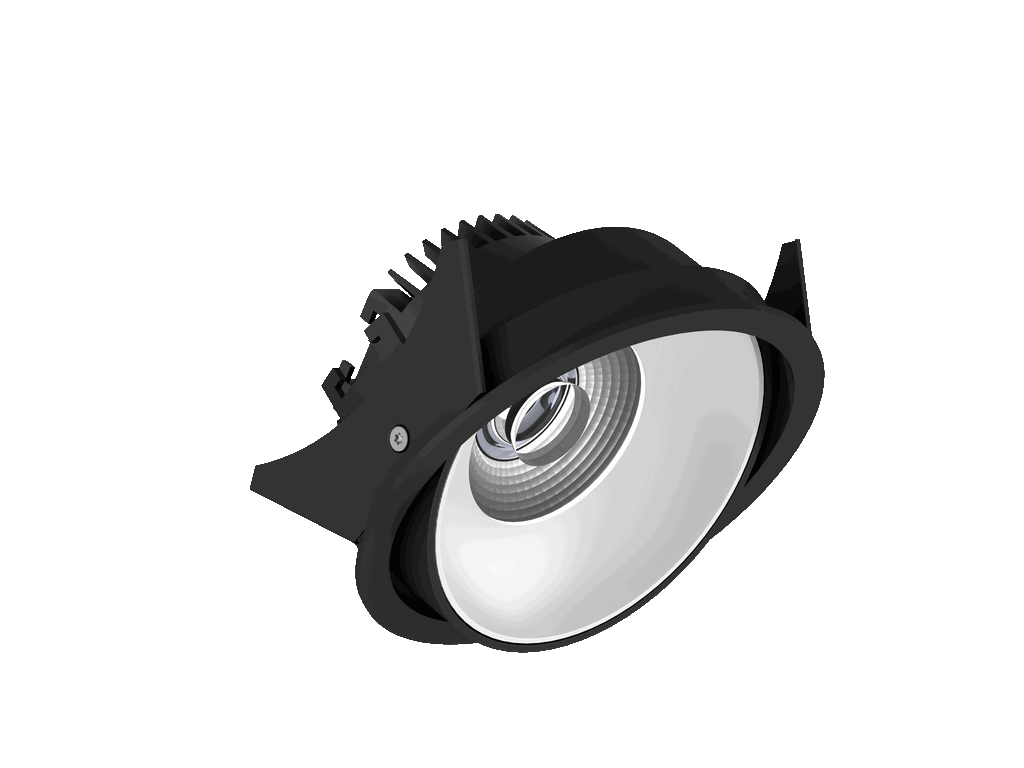 Fido 108 is een richtbare downlight met 800Lm, 4000K, CRI 93, 10,1W. Bundelhoek 40°, Triac-dimbaar, afwerking Black/White, IP20.