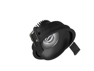 Fido 108 is een richtbare downlight met 800Lm, 2200-3000K, CRI 93, 10,3W. Bundelhoek 40°, Triac-dimbaar, afwerking Black/Black, IP20.