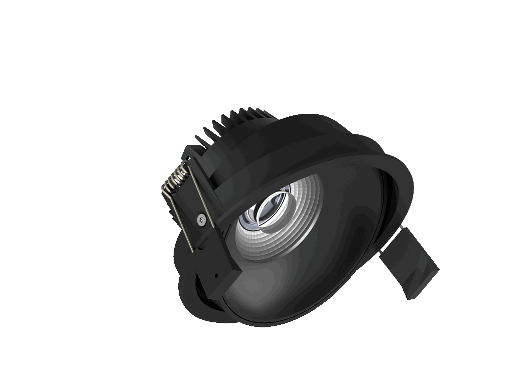 Fido 108 is een richtbare downlight met 800Lm, 2200-3000K, CRI 93, 10,3W. Bundelhoek 40°, Triac-dimbaar, afwerking Black/Black, IP20.