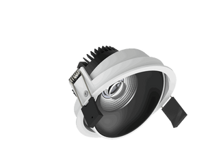 Fido 108 is een richtbare downlight met 800Lm, 2700K, CRI 93, 10,5W. Bundelhoek 40°, Triac-dimbaar, afwerking White/Black, IP20.