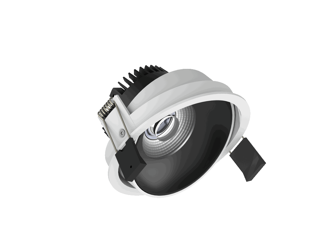 Fido 108 is een richtbare downlight met 800Lm, 2700K, CRI 93, 10,5W. Bundelhoek 40°, Triac-dimbaar, afwerking White/Black, IP20.