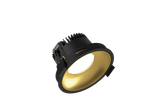 Fido 98 is a downlight with 800Lm, 3000K, CRI 93, 10.3W. Beam angle 80°, Triac dimmable, finish Black/Gold, IP44/IP20.