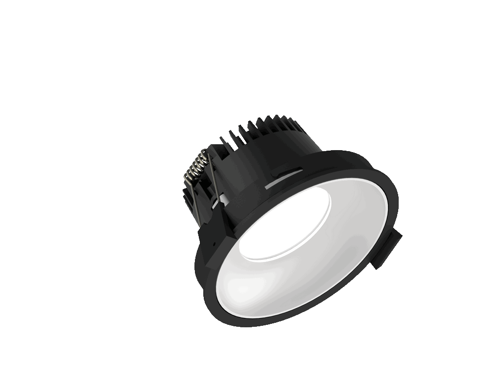 Fido 98 is a downlight with 800Lm, 2700K, CRI 93, 10.5W. Beam angle 80°, Triac dimmable, finish Black/White, IP44/IP20.