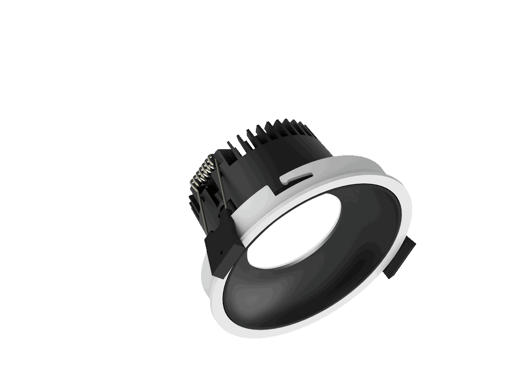 Fido 98 is a downlight with 800Lm, 3000K, CRI 93, 10.3W. Beam angle 80°, Triac dimmable, finish White/Black, IP44/IP20.