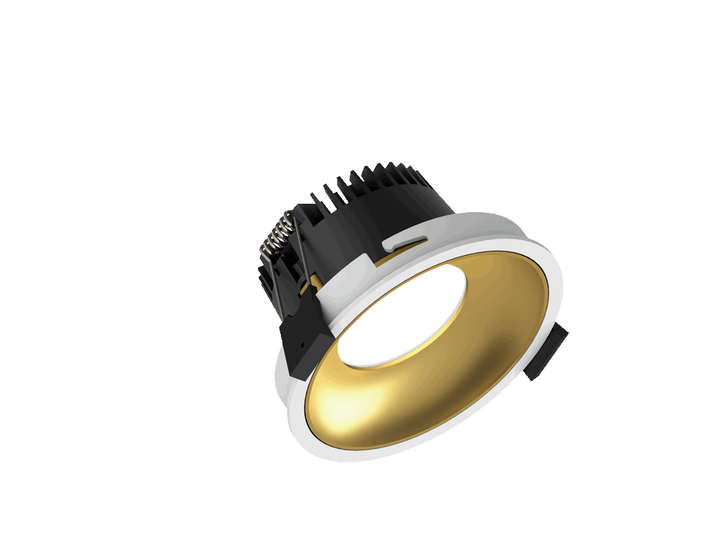 Fido 98 is een downlight met 800Lm, 3000K, CRI 93, 10,3W. Bundelhoek 80°, Triac-dimbaar, afwerking White/Gold, IP44/IP20.