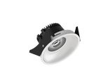 Fido 98 est un downlight de 800Lm, 3000K, IRC 93, 10,3W. Angle de faisceau 40°, dimmable Triac, finition White/White, IP44/IP20.
