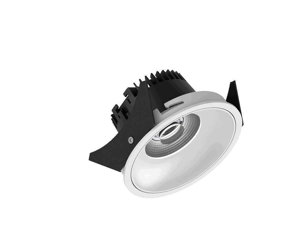 Fido 98 is een downlight met 800Lm, 3000K, CRI 93, 10,3W. Bundelhoek 40°, Triac-dimbaar, afwerking White/White, IP44/IP20.