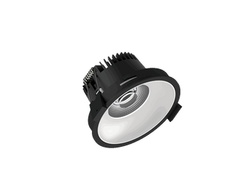 Fido 98 est un downlight de 800Lm, 4000K, IRC 93, 10,1W. Angle de faisceau 40°, dimmable Triac, finition Black/White, IP44/IP20.