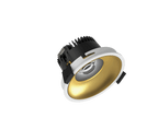 Fido 98 is een downlight met 800Lm, 2200-3000K, CRI 93, 10,3W. Bundelhoek 40°, Triac-dimbaar, afwerking White/Gold, IP44/IP20.