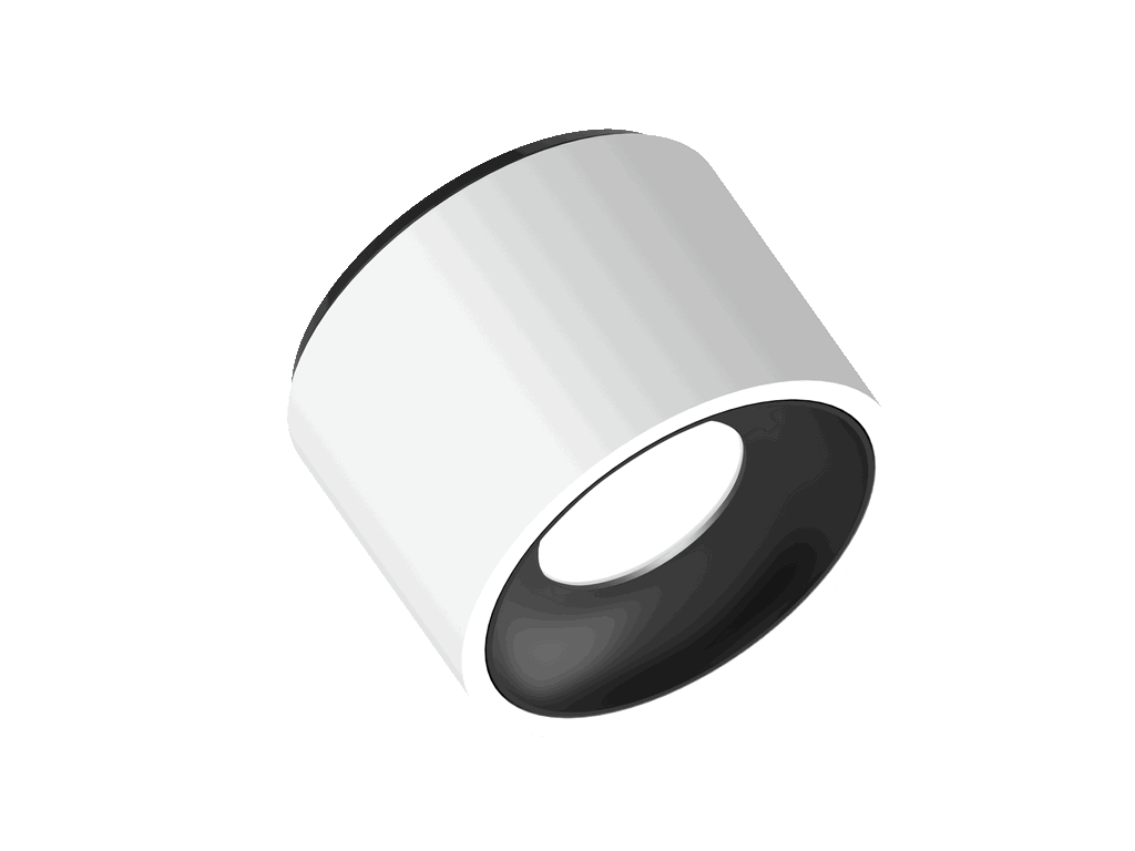 Fido 105 is een plafondarmatuur met 800Lm, 4000K, CRI 93, 10,1W. Bundelhoek 80°, Triac-dimbaar, afwerking White/Black, IP20.