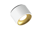Fido 105 is a ceiling luminaire with 800Lm, 4000K, CRI 93, 10.1W. Beam angle 80°, Triac dimmable, finish White/Gold, IP20.