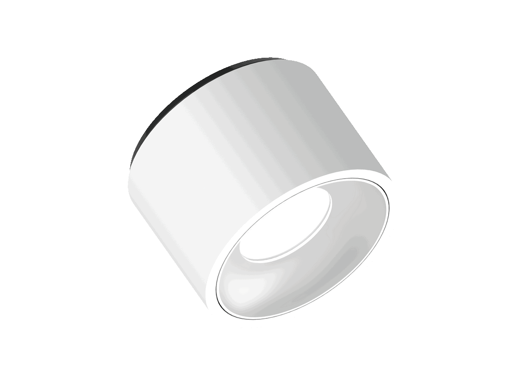 Fido 105 is a ceiling luminaire with 800Lm, 3000K, CRI 93, 10.3W. Beam angle 80°, Triac dimmable, finish White/White, IP20.