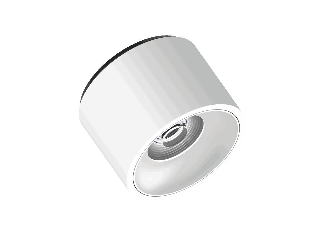 Fido 105 is a ceiling luminaire with 800Lm, 4000K, CRI 93, 10.1W. Beam angle 40°, Triac dimmable, finish White/White, IP20.