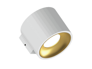 Fido WL 105 is een wandarmatuur met 800Lm, 3000K, CRI 93, 10,3W. Bundelhoek 80°, Triac-dimbaar, afwerking White/Gold, IP20.