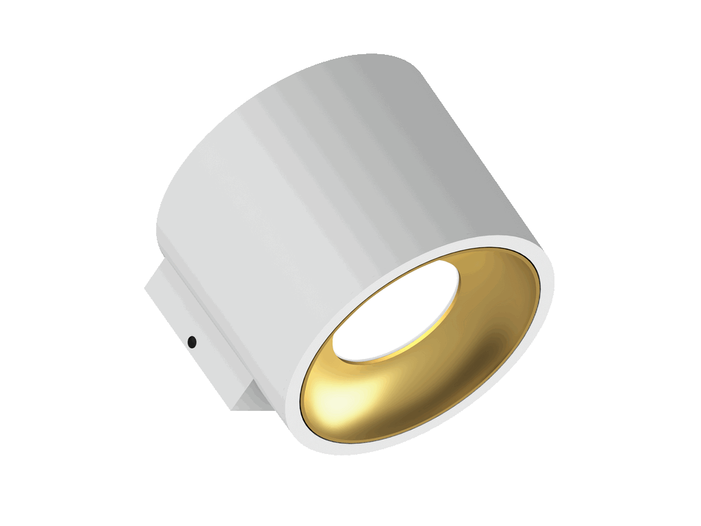 Fido WL 105 is een wandarmatuur met 800Lm, 4000K, CRI 93, 10,1W. Bundelhoek 80°, Triac-dimbaar, afwerking White/Gold, IP20.
