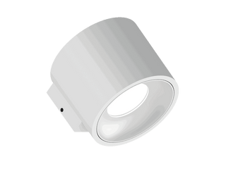 Fido WL 105 is a wall luminaire with 800Lm, 4000K, CRI 93, 10.1W. Beam angle 80°, Triac dimmable, finish White/White, IP20.