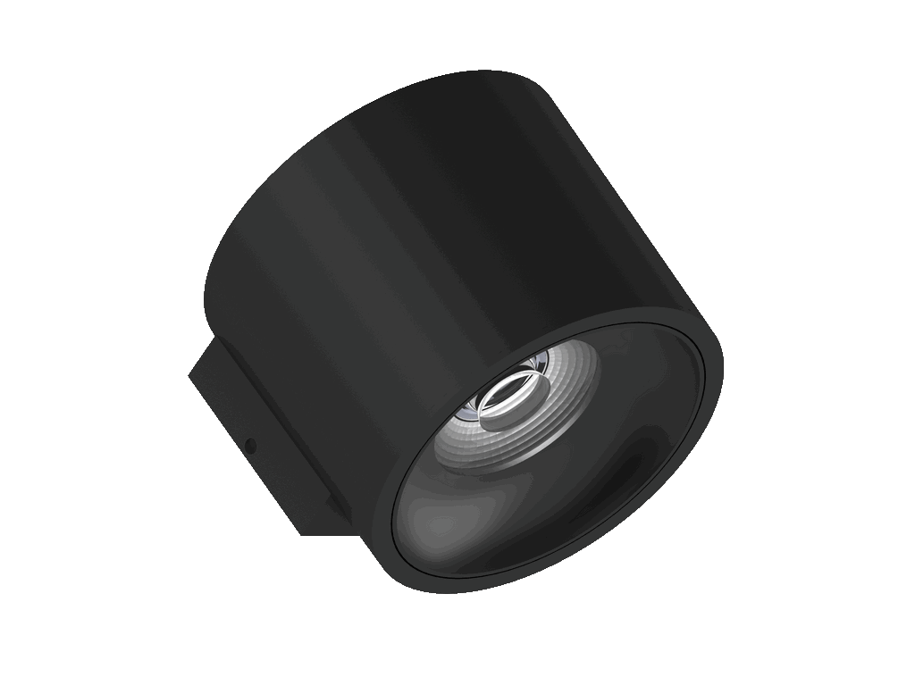 Fido WL 105 is een wandarmatuur met 800Lm, 3000K, CRI 93, 10,3W. Bundelhoek 40°, Triac-dimbaar, afwerking Black/Black, IP20.
