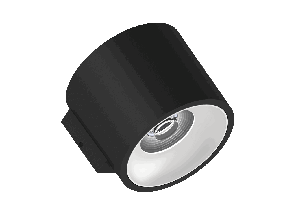 Fido WL 105 is een wandarmatuur met 800Lm, 2700K, CRI 93, 10,5W. Bundelhoek 40°, Triac-dimbaar, afwerking Black/White, IP20.