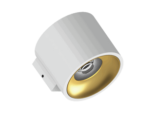 Fido WL 105 est une applique murale de 800Lm, 4000K, IRC 93, 10,1W. Angle de faisceau 40°, dimmable Triac, finition White/Gold, IP20.