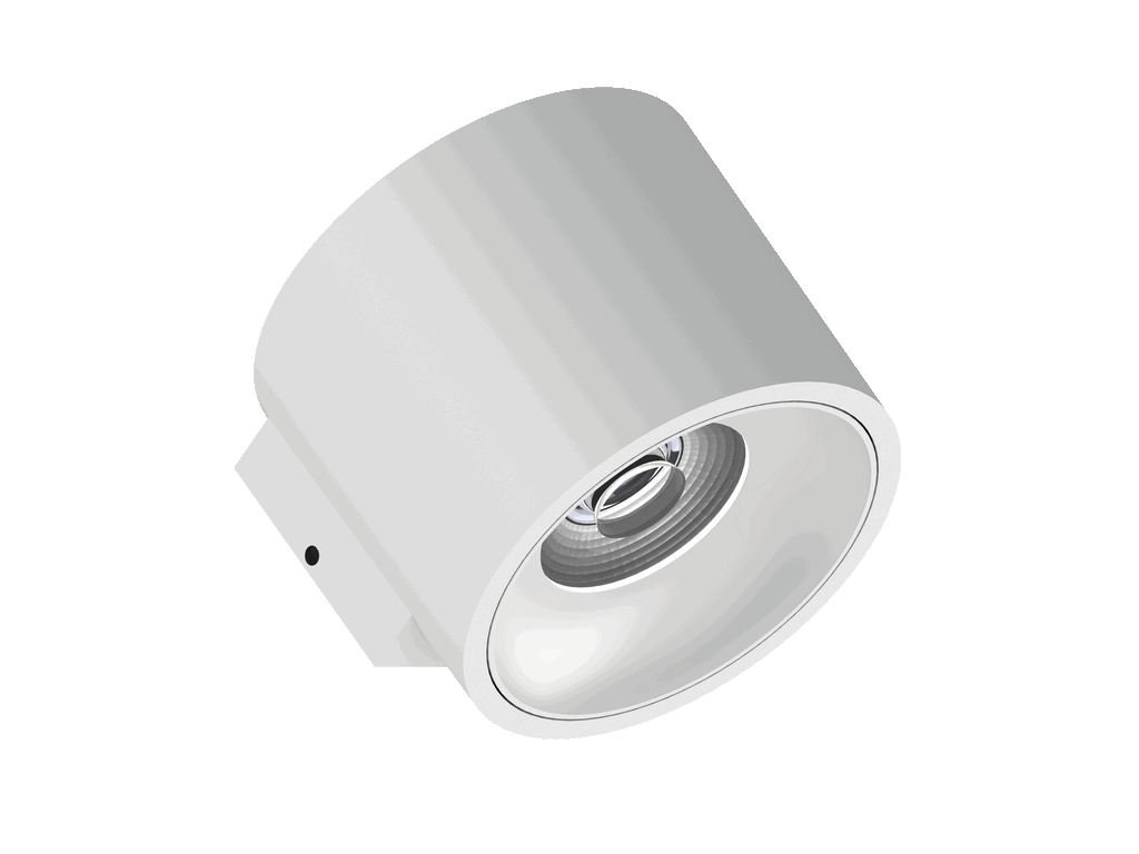 Fido WL 105 is a wall luminaire with 800Lm, 4000K, CRI 93, 10.1W. Beam angle 40°, Triac dimmable, finish White/White, IP20.