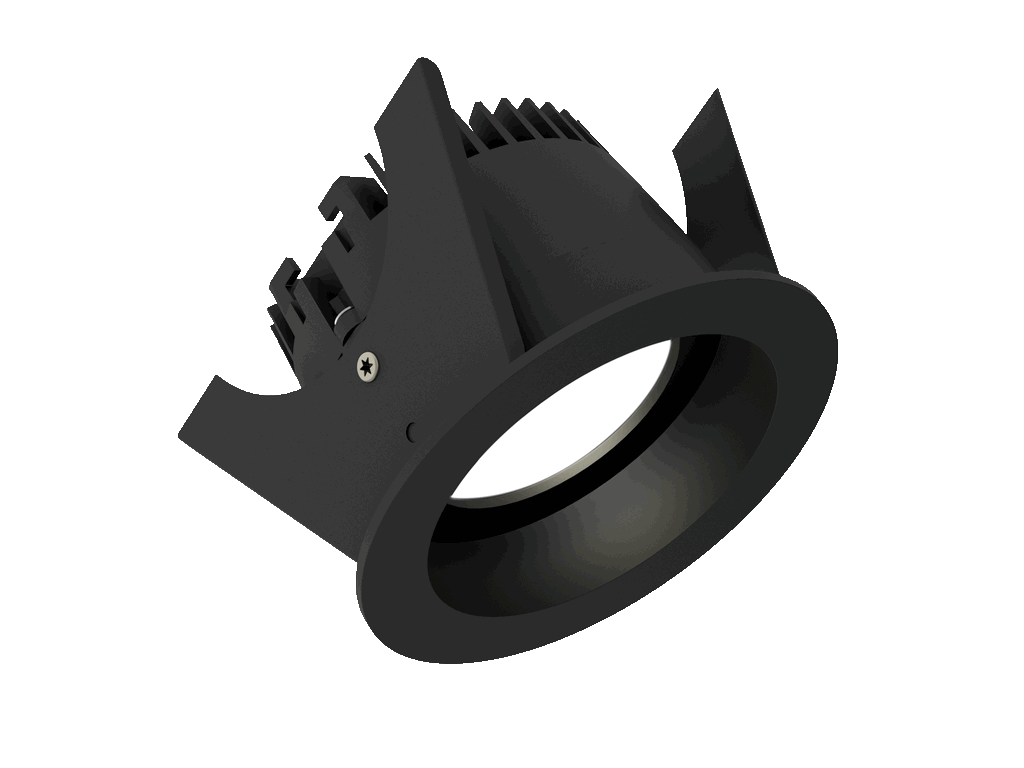 Fluxe 75 is een downlight met 800Lm, 3000K, CRI 93, 10,3W. Bundelhoek 80°, Triac-dimbaar, afwerking Matt black RAL 9005, IP65/IP20.