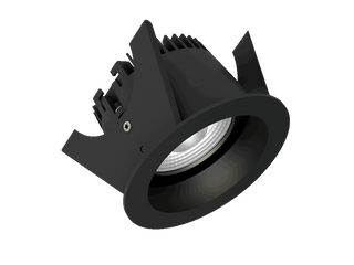 Fluxe 75 is a downlight with 800Lm, 4000K, CRI 93, 10.1W. Beam angle 40°, Triac dimmable, finish Matt black RAL 9005, IP44/IP20.