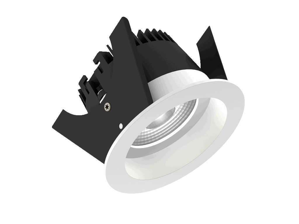 Fluxe 75 is a downlight with 800Lm, 2700K, CRI 93, 10.5W. Beam angle 40°, Triac dimmable, finish Matt white RAL 9016, IP44/IP20.
