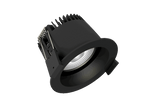Fluxe 75 est un downlight de 800Lm, 2700K, IRC 93, 10,5W. Angle de faisceau 40°, dimmable Triac, finition Matt black RAL 9005, IP44/IP20.