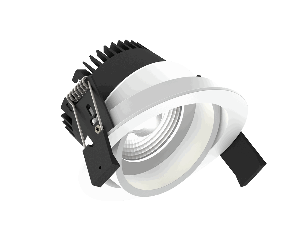 Fluxe 90 is een richtbare downlight met 800Lm, 2200-3000K, CRI 93, 10,3W. Bundelhoek 40°, Triac-dimbaar, afwerking Matt white RAL 9016, IP20.