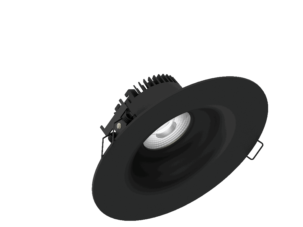 Linea 120 is a downlight with 800Lm, 3000K, CRI 93, 10.3W. Beam angle 40°, Triac dimmable, finish Matt black RAL 9005, IP44/IP20.
