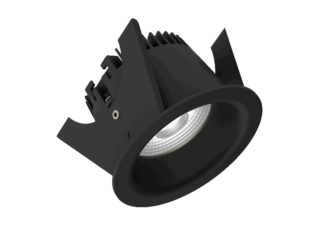 Linea 75 is a downlight with 800Lm, 4000K, CRI 93, 10.1W. Beam angle 40°, Triac dimmable, finish Matt black RAL 9005, IP44/IP20.