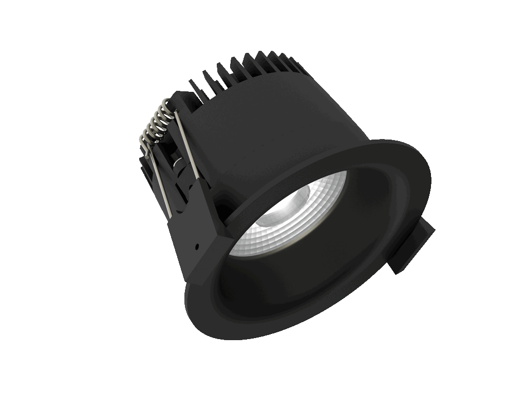 Linea 75 is a downlight with 800Lm, 2200-3000K, CRI 93, 10.3W. Beam angle 40°, Triac dimmable, finish Matt black RAL 9005, IP44/IP20.