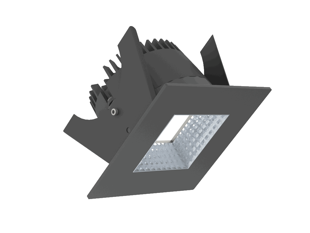Quad 75 is a downlight with 800Lm, 3000K, CRI 93, 10.3W. Beam angle 80°, Triac dimmable, finish Matt black RAL 9005, IP65/IP20.