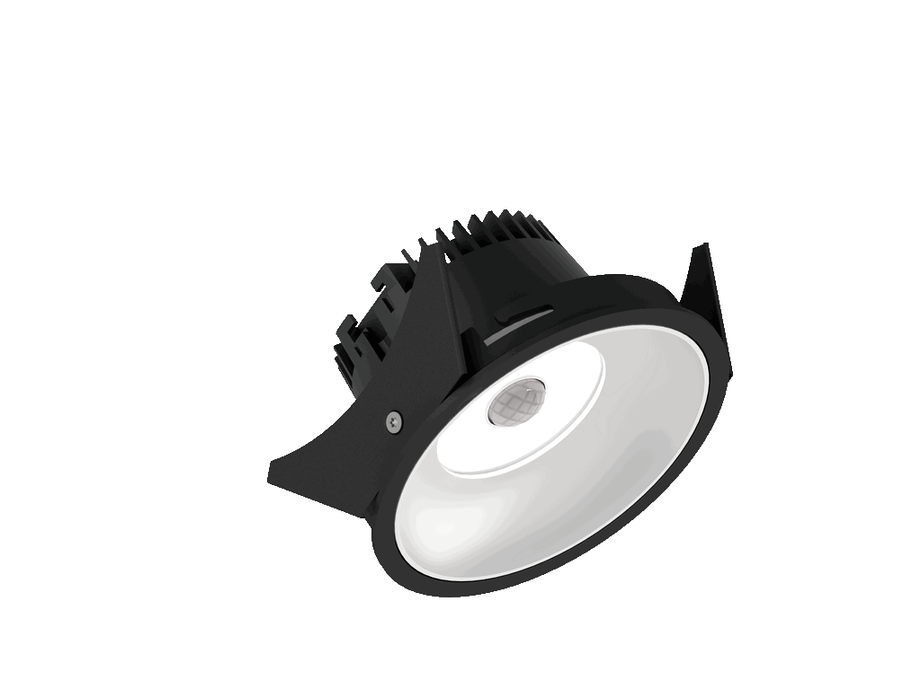 SensorFido 98 is een downlight met 600Lm, 4000K, CRI 83, 15,0W. Bundelhoek 80°, Triac-dimbaar, afwerking Black/White, IP20.
