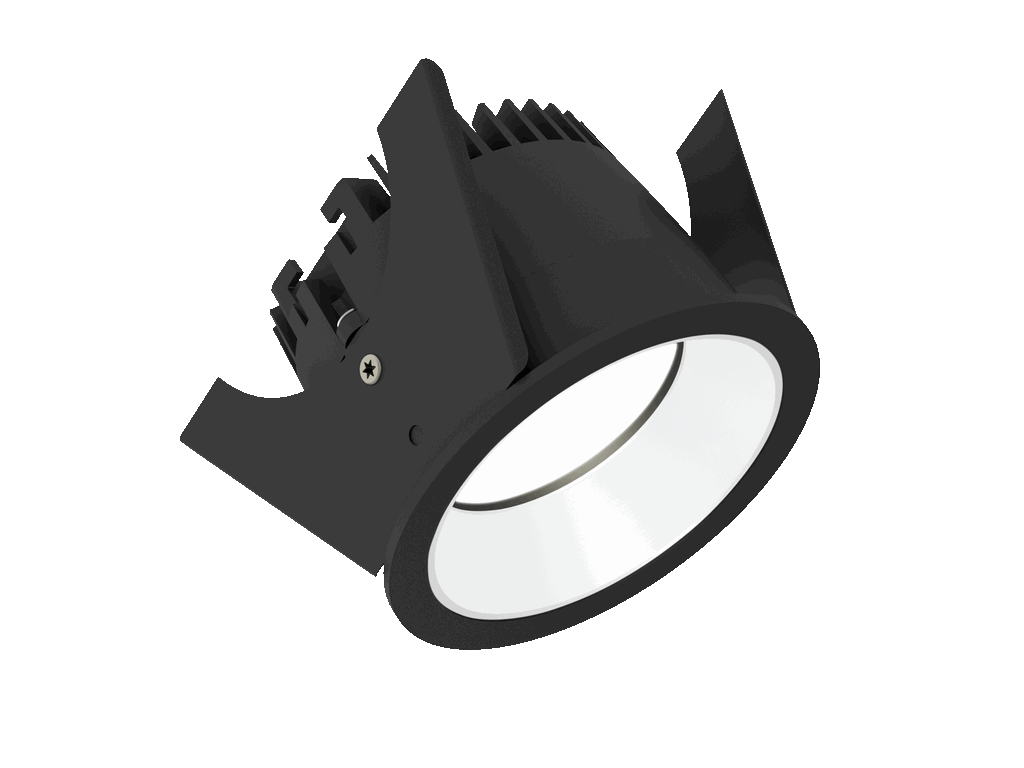 Strada 75 is een downlight met 800Lm, 2200-3000K, CRI 93, 10,3W. Bundelhoek 80°, Triac-dimbaar, afwerking Black/White, IP44/IP20.