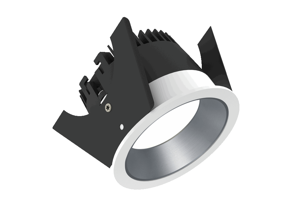 Strada 75 is a downlight with 800Lm, 3000K, CRI 93, 10.3W. Beam angle 80°, Triac dimmable, finish White/Silver, IP44/IP20.