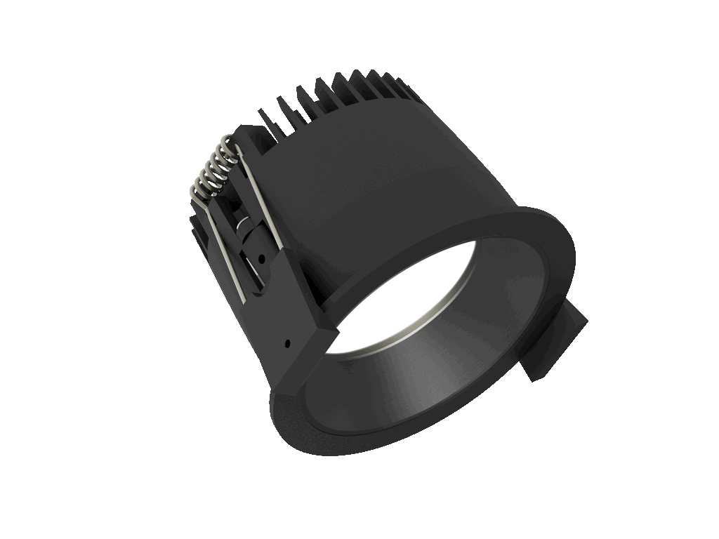 Strada 75 is a downlight with 800Lm, 2200-3000K, CRI 93, 10.3W. Beam angle 80°, Triac dimmable, finish Black/Black, IP44/IP20.