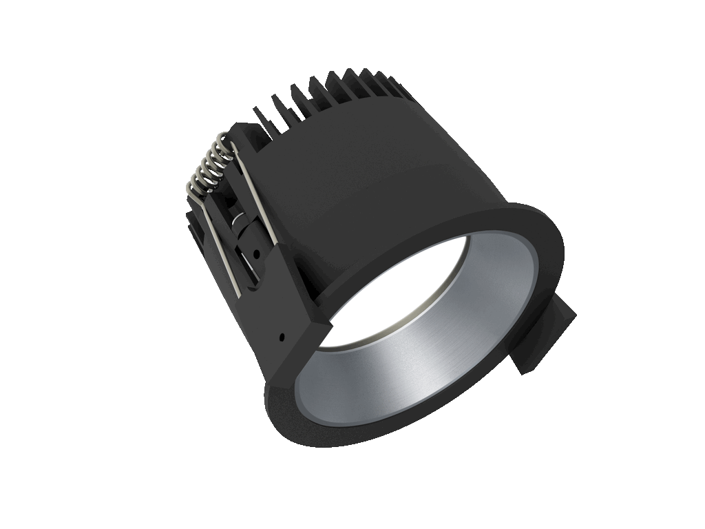 Strada 75 is een downlight met 800Lm, 2700K, CRI 93, 10,5W. Bundelhoek 80°, Triac-dimbaar, afwerking Black/Silver, IP44/IP20.